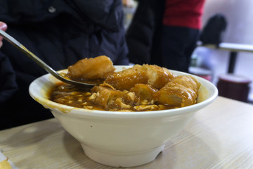 豆腐脳と油条　中国食