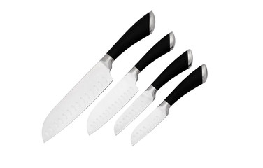 set stainless kitchen knife isolated on white 