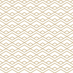 Abstract simple pattern with golden lines. Gold and white geometric background. Vector seamless texture in minimal style.
