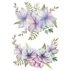Watercolor Hand Drawn Florals for wedding, wallpaper, paper, fabric, decor, poster, invitations, cards, print, etc.