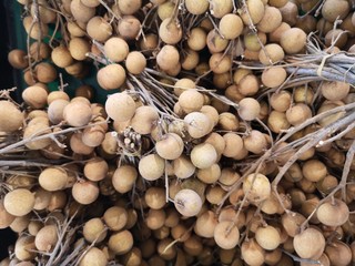 Dimocarpus longan sweet fruit on the basket in the supermarket