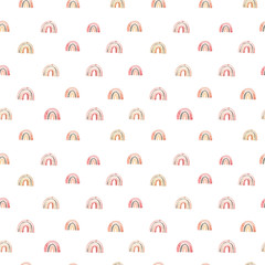 Naklejka premium Seamless childish watercolor pattern. Colorful rainbow kids background. Perfect for textile, fabric, wrapping paper, linens, wallpaper, apparel