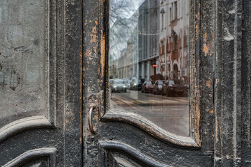 Doors of an old house in nineteenth century Petersburg