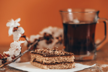 a piece of cake blurred background