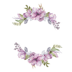 Watercolor Hand Drawn Floral Frame for wedding, invitation, party, birthday, card, etc.