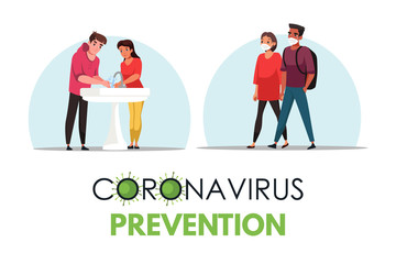 Vector Illustration prevention coronavirus scene