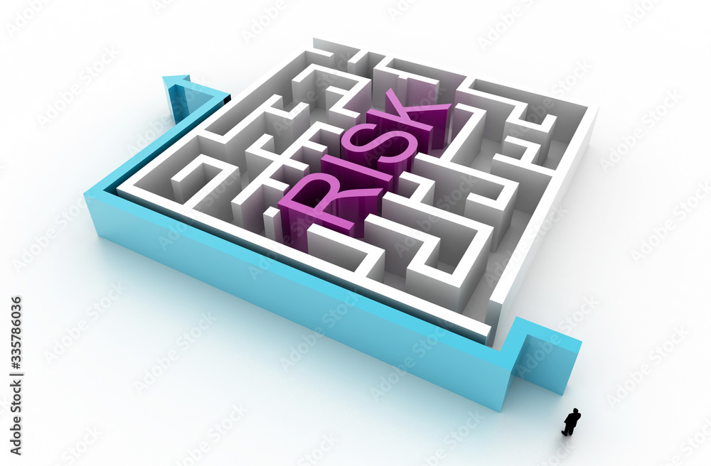 Poster maze background, risk and solution illustration concepts. original 3d rendering