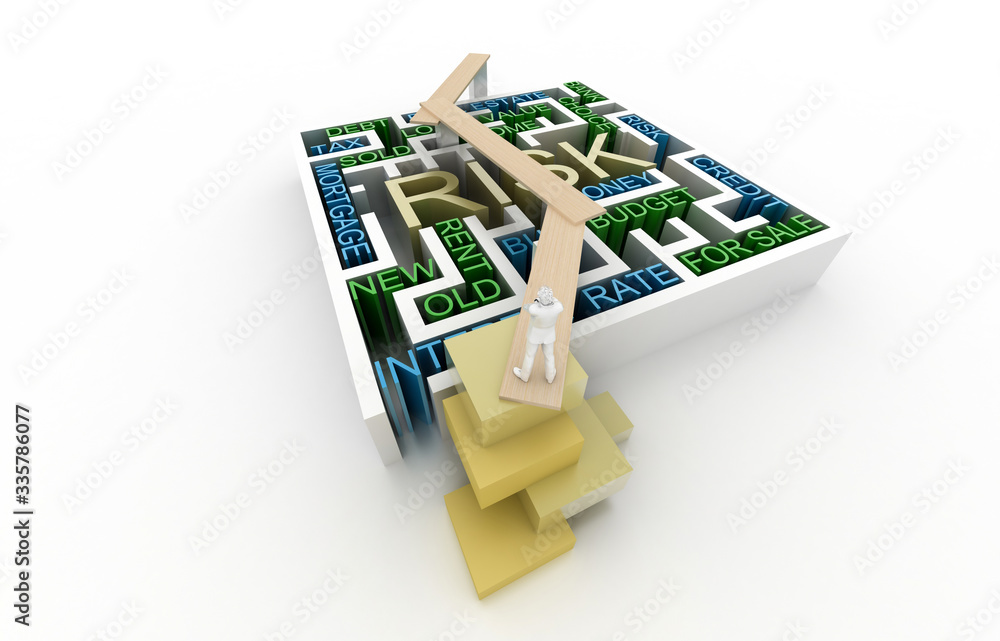 Poster maze background, risk and solution illustration concepts. original 3d rendering
