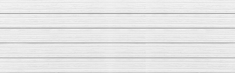 Panorama of white wood plank texture and seamless background