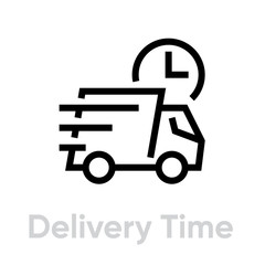 Delivery Time Truck icon. Editable line vector.