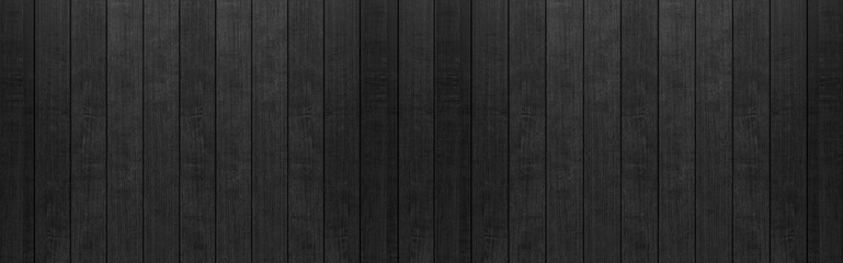 Panorama of Black wood fence texture and background seamless. - 335787237