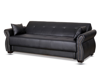 black leather sofa isolated on white 