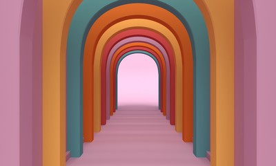 3d corridor of arches. 3d rendering