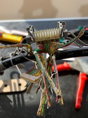 Splicing of colorful fiber optic Internet cables 