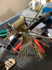 Splicing of colorful fiber optic Internet cables 