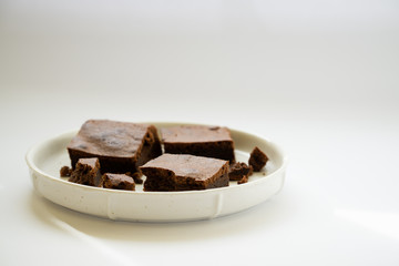 Chocolate brownie bits with place for text.