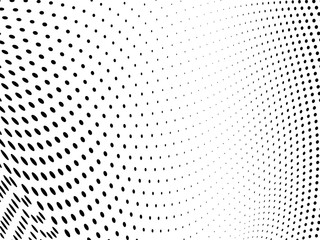 Naklejka premium Abstract halftone wave background. Monochrome grunge pattern. Vector art texture. Template for printing on business cards, posters, wrapping paper