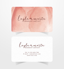 Name card business card with brown splash watercolor