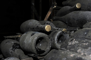old bottles of wine in the cellar