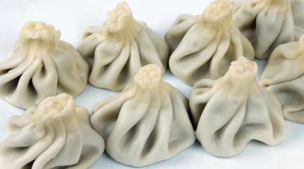 Khinkali on a white surface