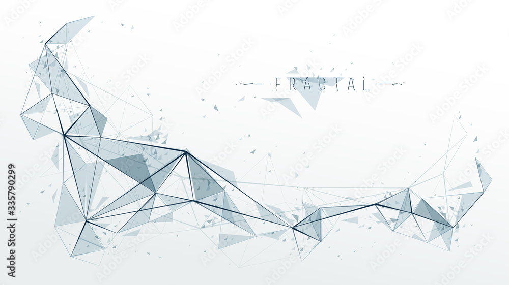 Aufkleber mesh object fractal design with connected lines vector abstract background, low poly polygonal eleme