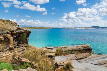 Beautiful Monastiri bay on Paros island. Cyclades, Greece