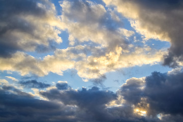 Naklejka na ściany i meble Beautiful dramatic and romantic cloudy sky background