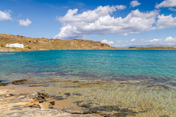 Monastiri bay woth crystal sea waters on Paros island. Cyclades, Greece