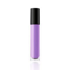 purple lipstick bottle isolated on white background