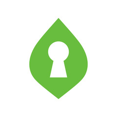 Leaf and key hole logo icon design
