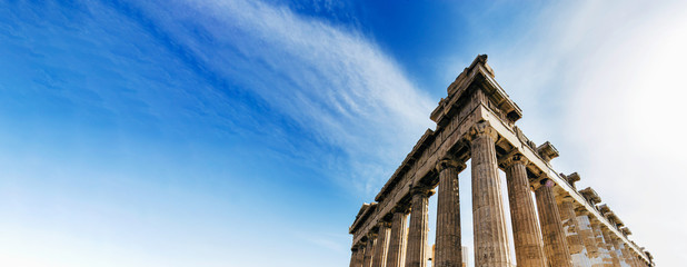 reconstruction of Parthenon in Acropolis, Athens, Greece, panoramic mock-up image