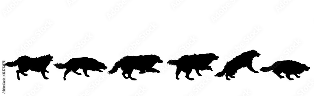 Sticker collection of vector silhouette of dog on white background. symbol of animal.