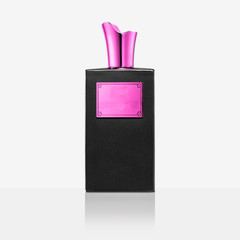 black perfume bottle isolated on white 
