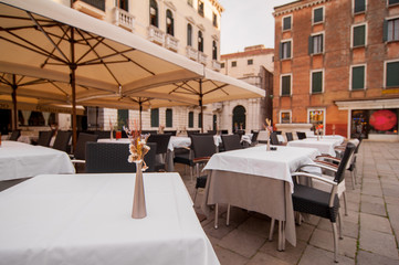 Venice, Italy - 25 October, 2017:  empty cafe