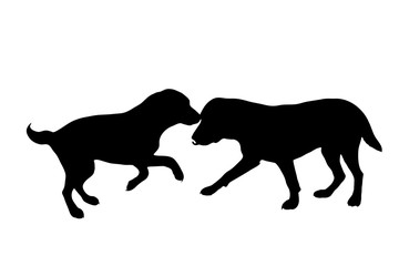 Vector silhouette of dog on white background. Symbol of animal.