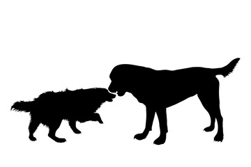 Vector silhouette of dog on white background. Symbol of animal.