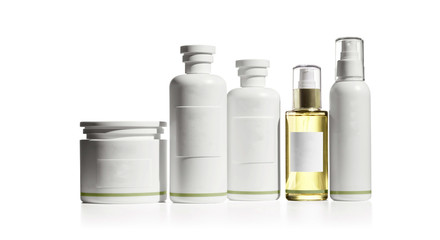 white cosmetic bottle isolated on white