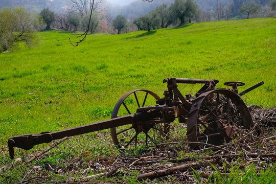 Old Farm Tools In The Countryside