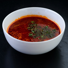 classic soup borsch in the bowl