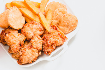 fried chicken southern style with potato and drink menu