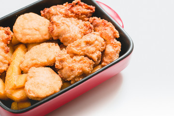 fried chicken southern style with potato and drink menu