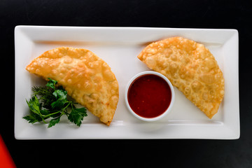 cheburek with meat of veal or lamb