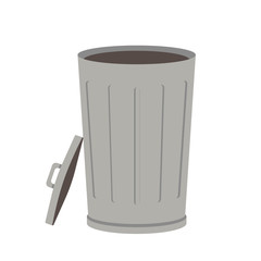Metal trash bin flat vector illustration