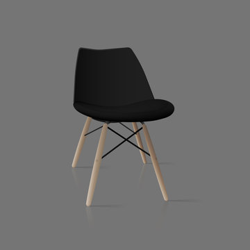 Black armchair in the loft style. Realistic vector chair isolated on white background.