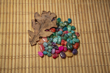 Multi-colored small stones for home interior decoration
