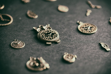 
Gray background with a clock