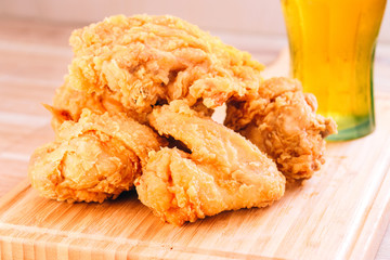 fried chicken southern style with potato and drink menu