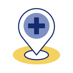 medical cross symbol in pin location line style