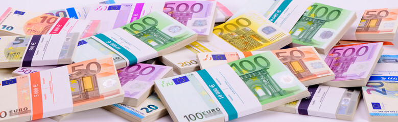 Euro banknotes show wealth and success