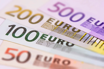 Euro banknotes show wealth and success